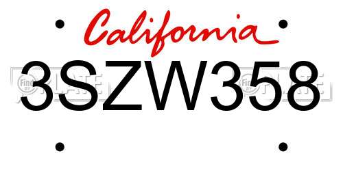 3SZW358 California License Plate