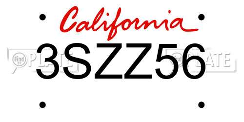 3SZZ56 California License Plate