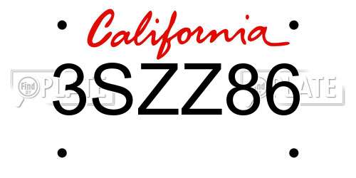 3SZZ86 California License Plate