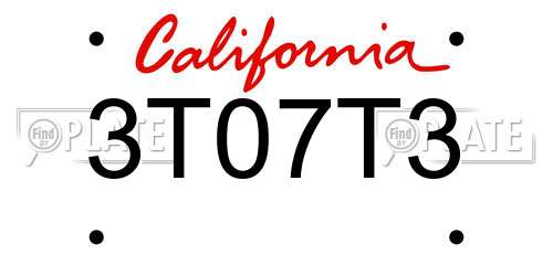 3T07T3 California License Plate