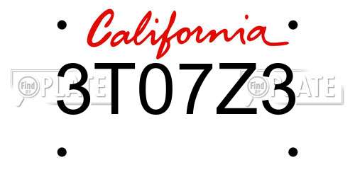3T07Z3 California License Plate