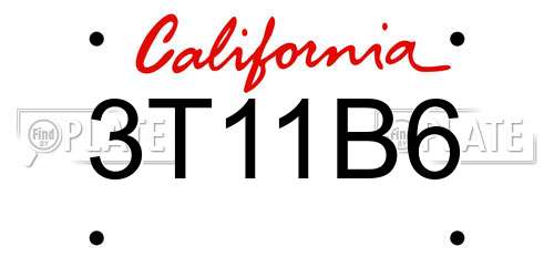 3T11B6 California License Plate