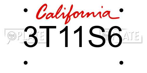3T11S6 California License Plate