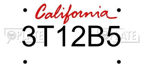 3T12B5 California License Plate