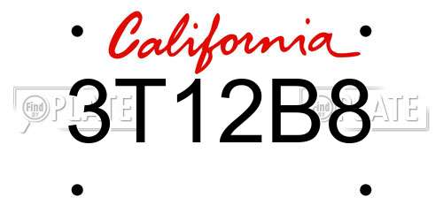3T12B8 California License Plate