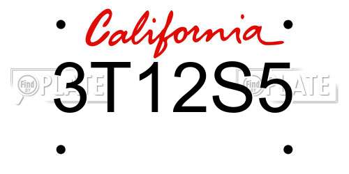3T12S5 California License Plate