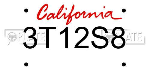 3T12S8 California License Plate