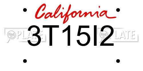 3T15I2 California License Plate