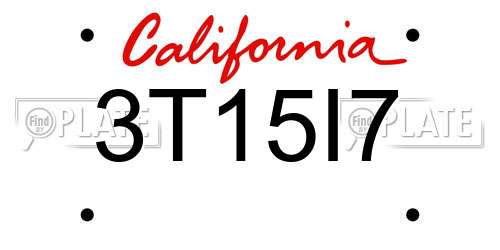 3T15I7 California License Plate