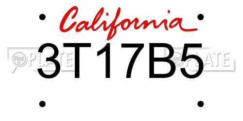 3T17B5 California License Plate