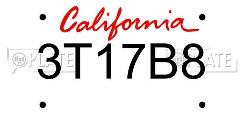 3T17B8 California License Plate