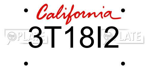 3T18I2 California License Plate