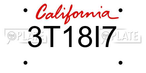 3T18I7 California License Plate