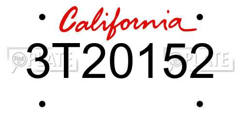 3T20152 California License Plate