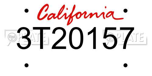 3T20157 California License Plate