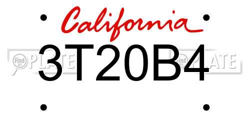 3T20B4 California License Plate
