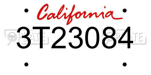 3T23084 California License Plate