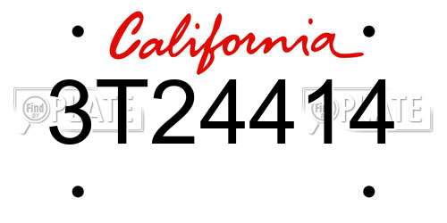 3T24414 California License Plate