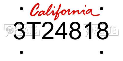 3T24818 California License Plate