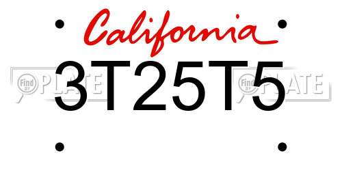 3T25T5 California License Plate