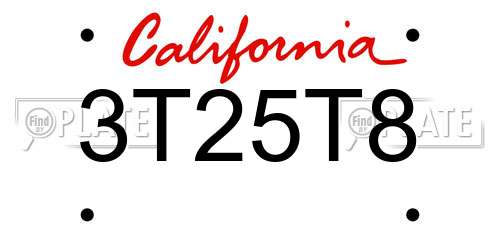 3T25T8 California License Plate