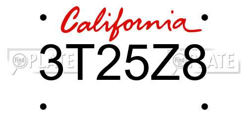 3T25Z8 California License Plate
