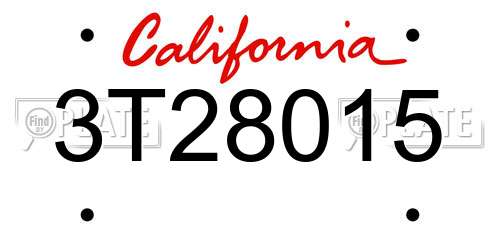 3T28015 California License Plate