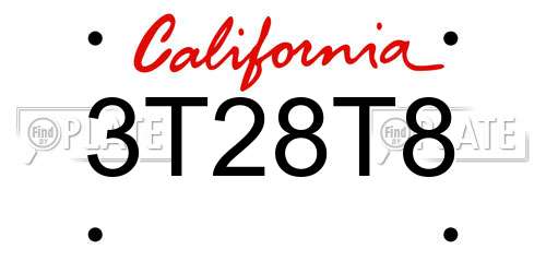 3T28T8 California License Plate