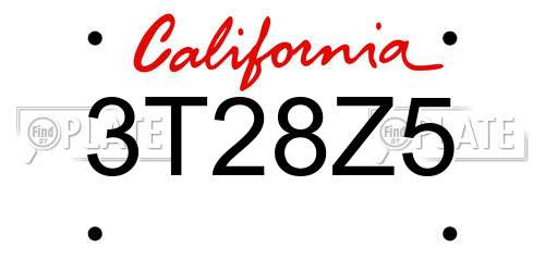 3T28Z5 California License Plate