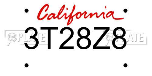 3T28Z8 California License Plate