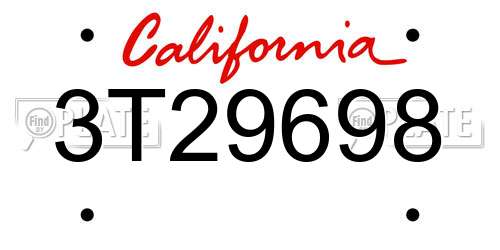 3T29698 California License Plate
