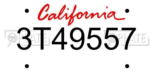3T49557 California License Plate