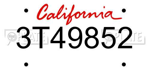 3T49852 California License Plate