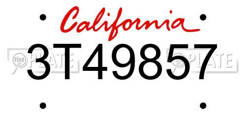 3T49857 California License Plate