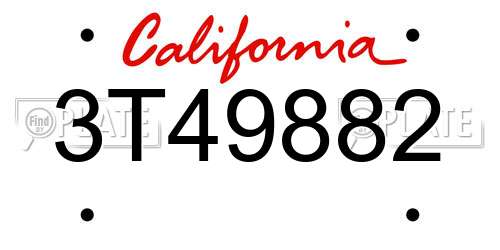 3T49882 California License Plate