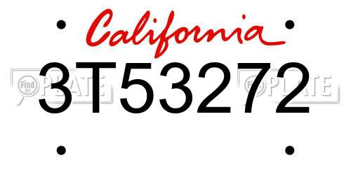 3T53272 California License Plate