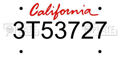 3T53727 California License Plate