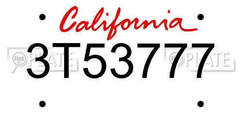 3T53777 California License Plate