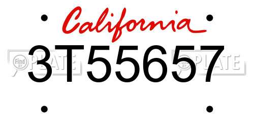 3T55657 California License Plate