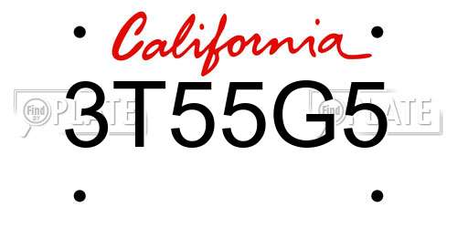 3T55G5 California License Plate