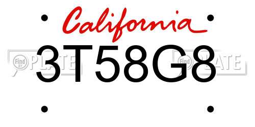 3T58G8 California License Plate