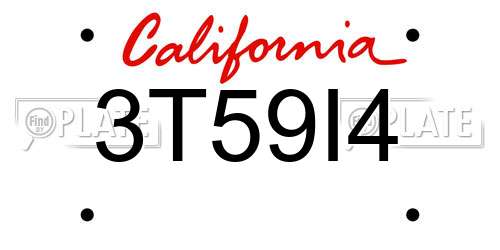 3T59I4 California License Plate