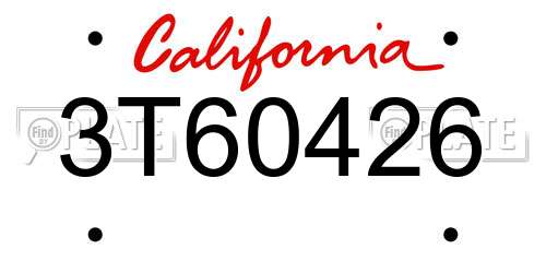 3T60426 California License Plate