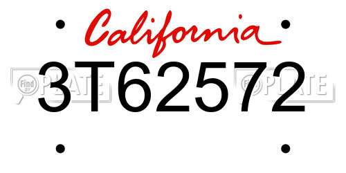 3T62572 California License Plate