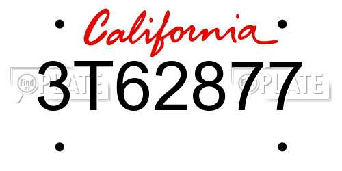 3T62877 California License Plate