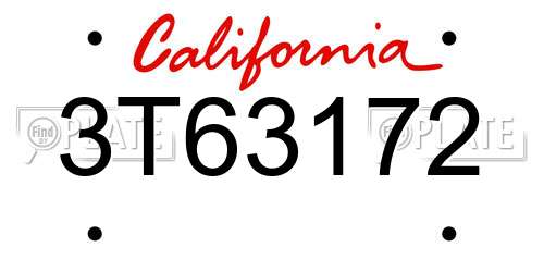 3T63172 California License Plate