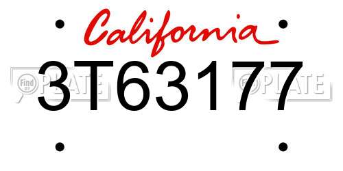 3T63177 California License Plate