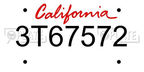 3T67572 California License Plate
