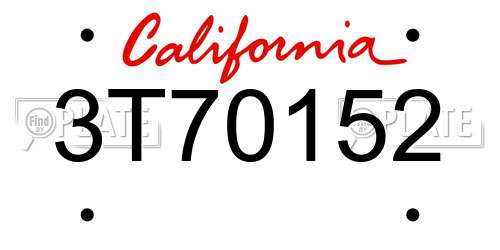 3T70152 California License Plate
