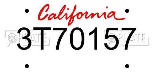 3T70157 California License Plate